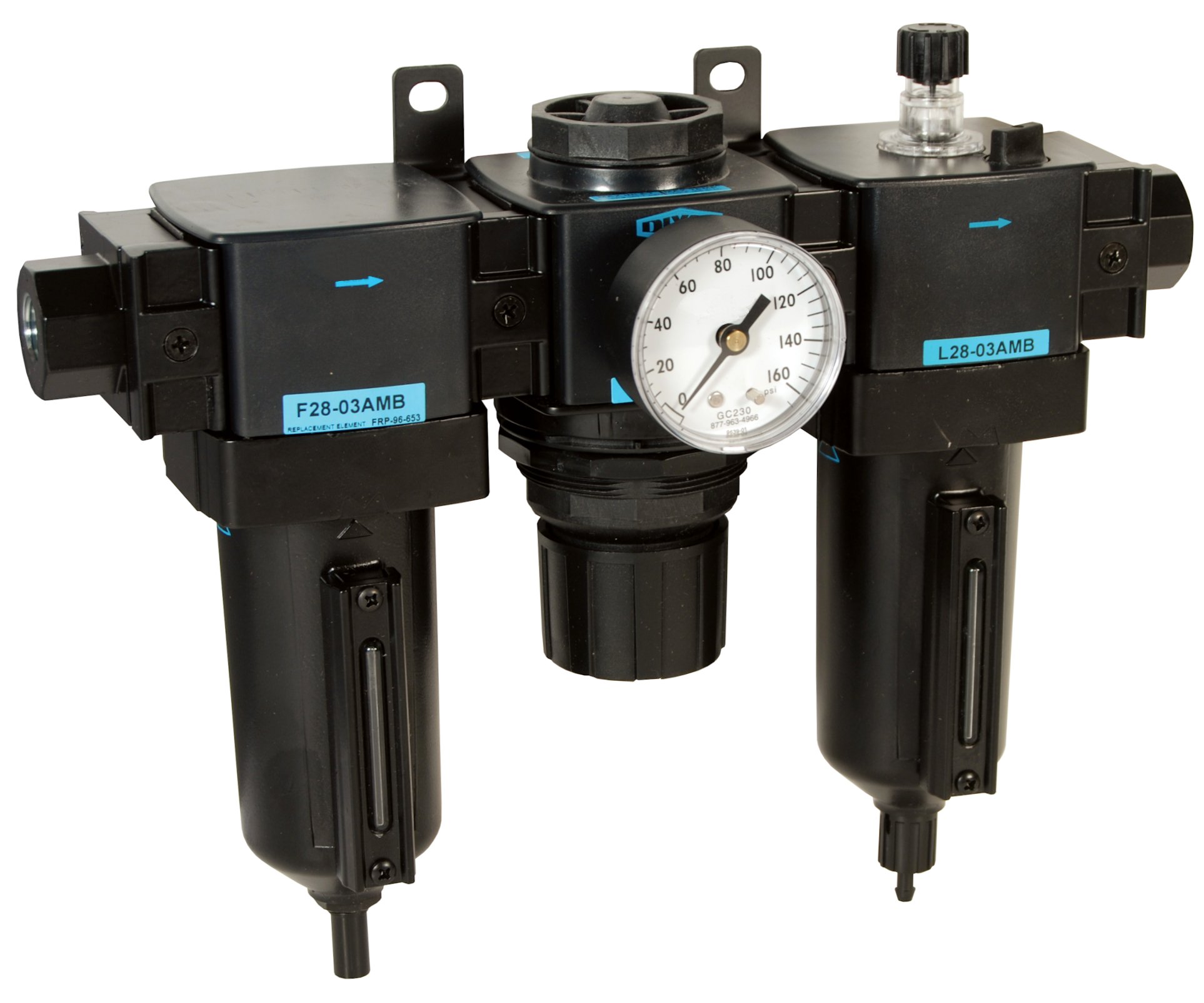 Filter Regulator Lubricator Supplied with Mounting Bracket and Gauge