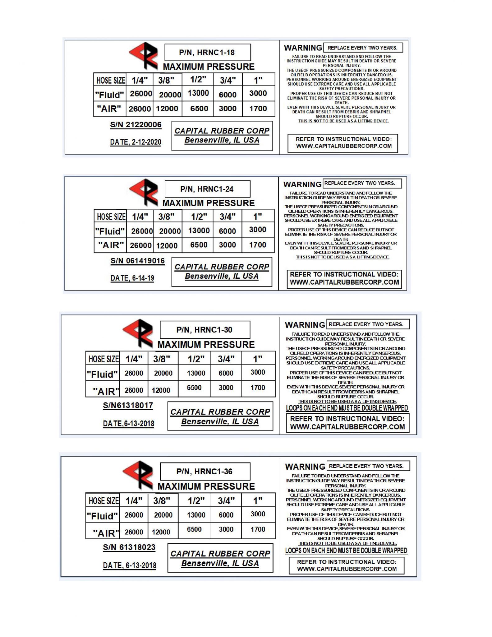 Nylon Hose Safety Restraint Capital Rubber Corp